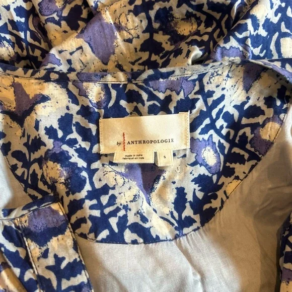 Anthropologie Blue and White Maxi Sundress with Flutter Sleeves - Picture 3 of 3